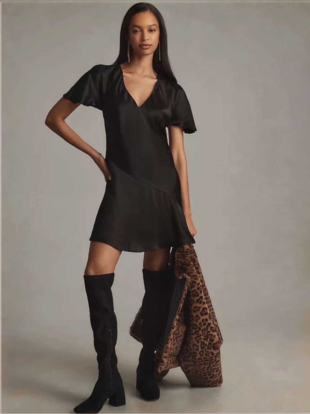 Anthropologie Short-Sleeve V-Neck Mini Dress size S
